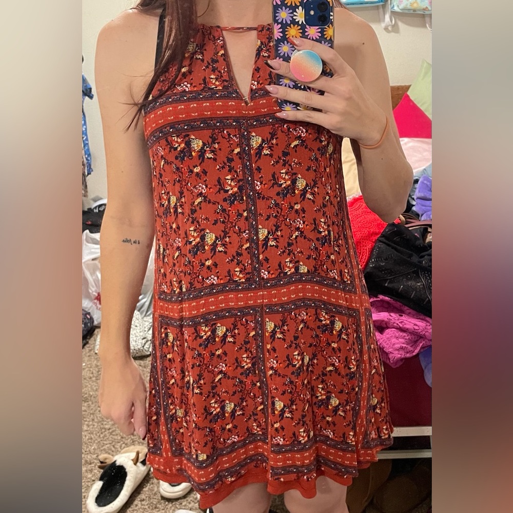 Orange print dress
